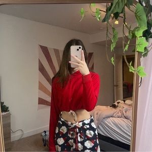 Urban Outfitters Out From Under Red Cropped Hoodie